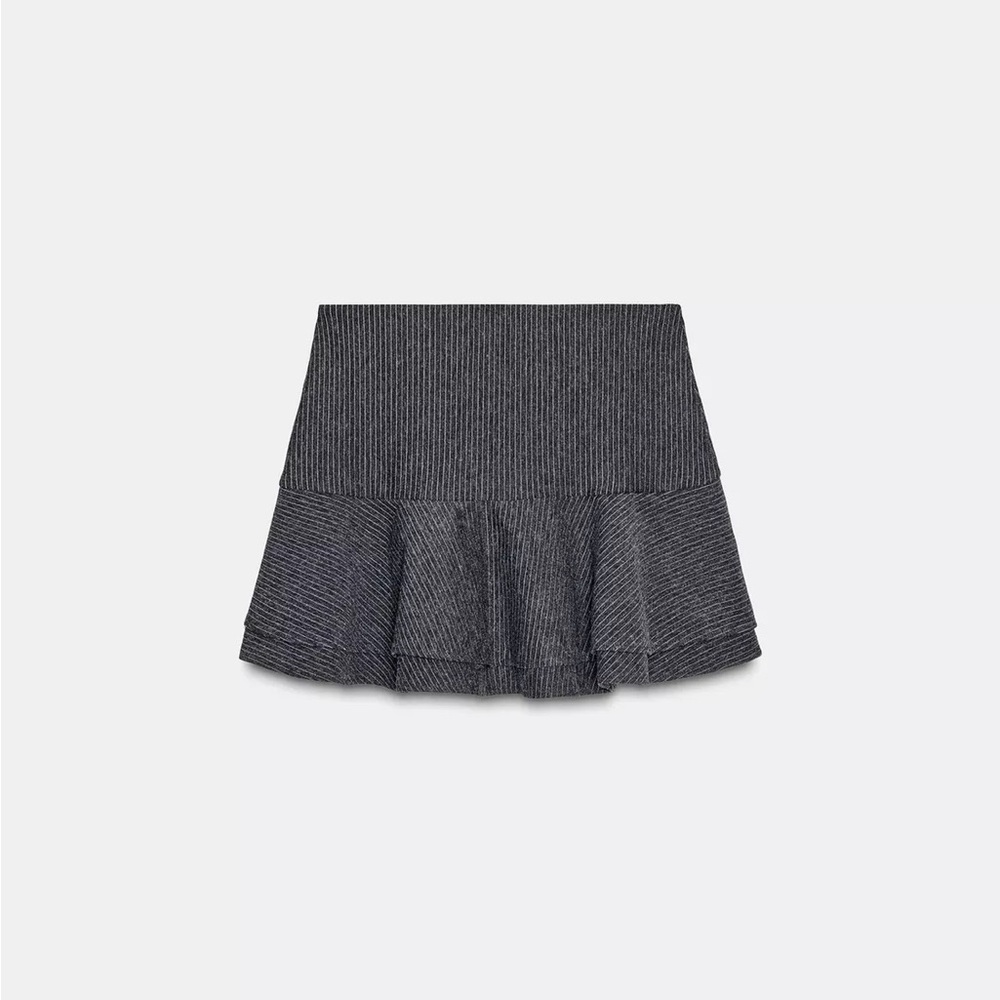 New Zara pinstripe ruffled mini skirt in stripes -smal